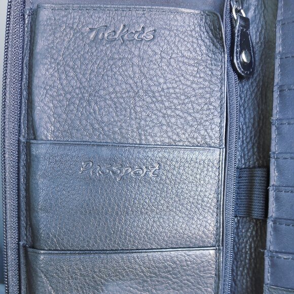 Fossil Vintage Passport Travel Suede/Leather Zipper Wallet - Unisex - Picture 4 of 5